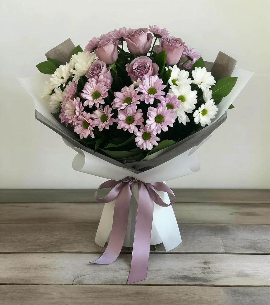 Букет цветов из: Хризантемы и Розы в Ставрово