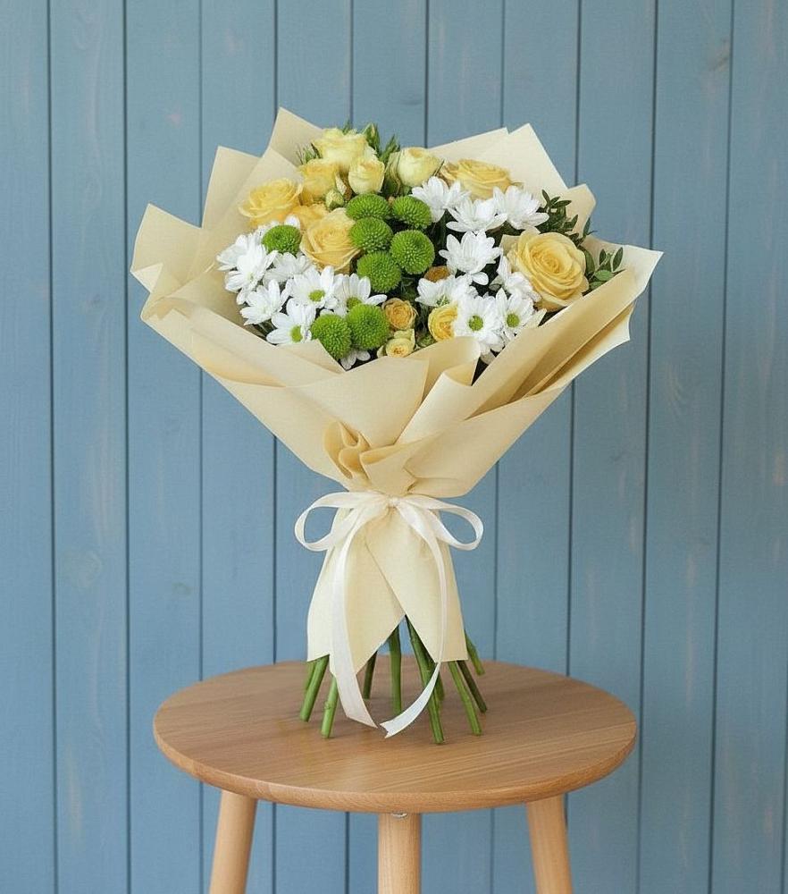 Букет цветов из: Хризантемы и Розы в Ставрово