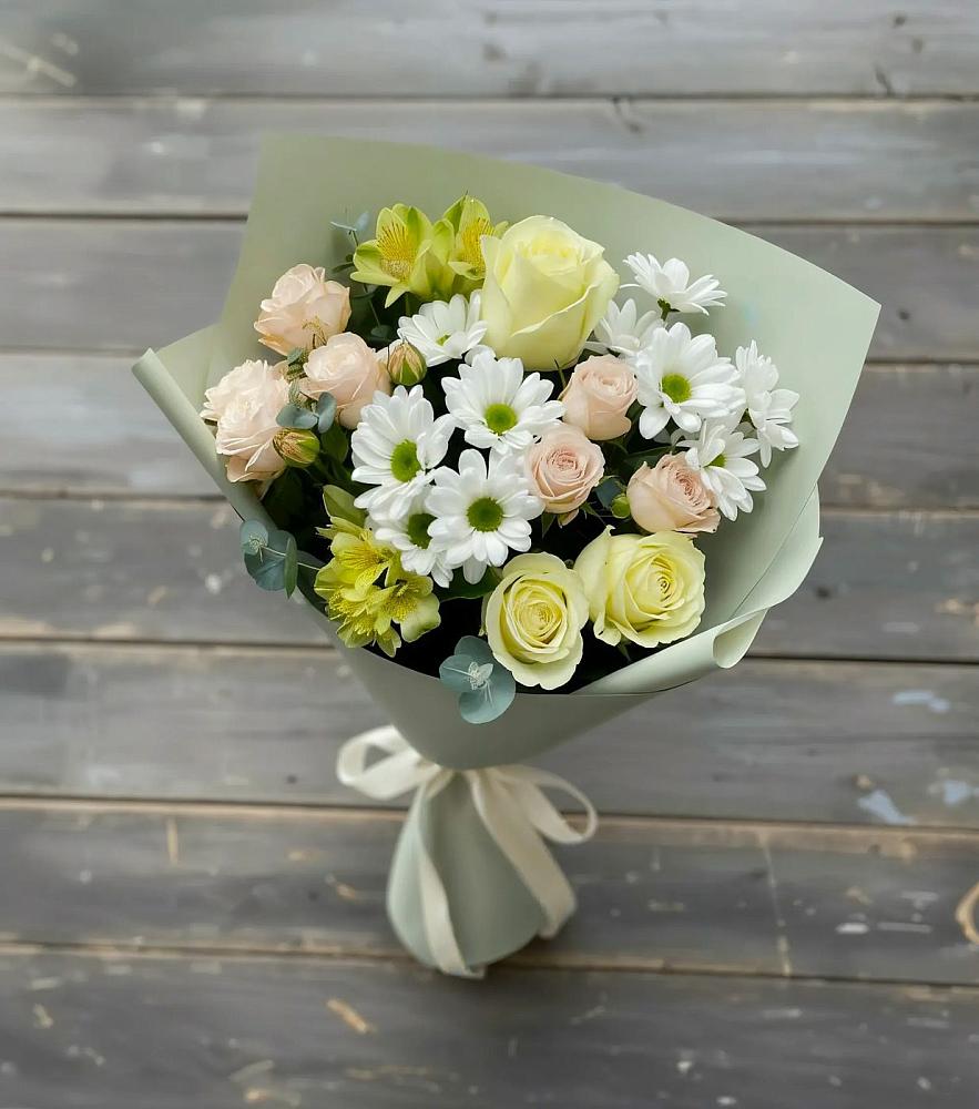 Букет цветов из: Альстромерии, Розы и Хризантемы в Ставрово