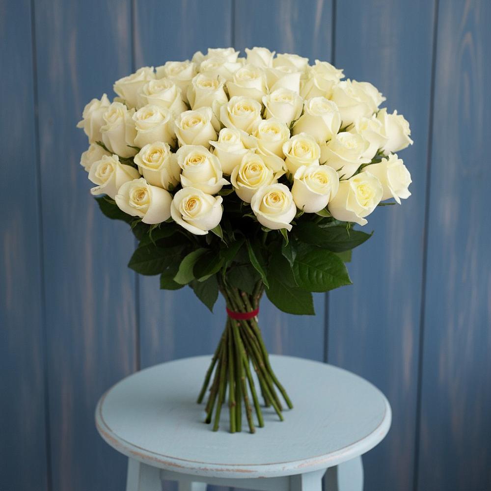 Букет 51 Белая роза Эдлесс Лав в Ставрово