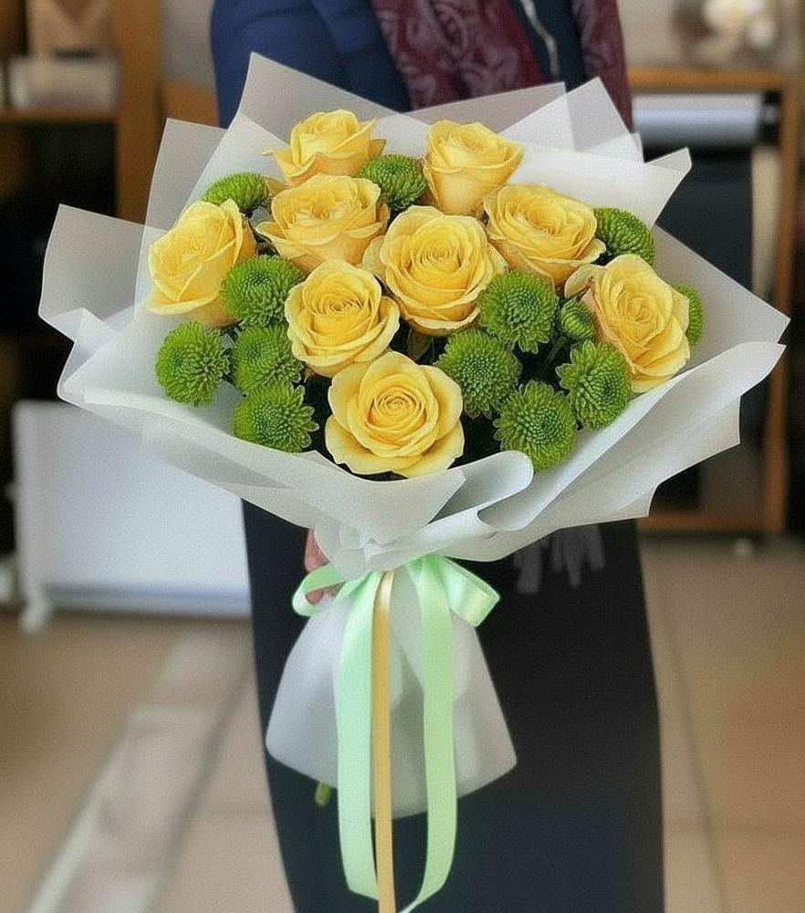 Букет цветов из: Хризантемы и Розы в Ставрово