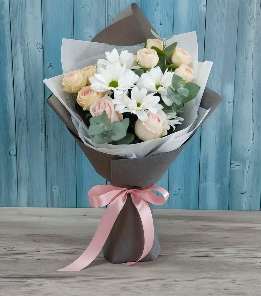 Букет цветов из: Хризантемы и Розы в Ставрово