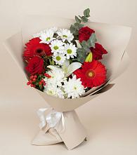 Букет цветов из:  Розы, Хризантемы, Герберы и Лилии в Ставрово