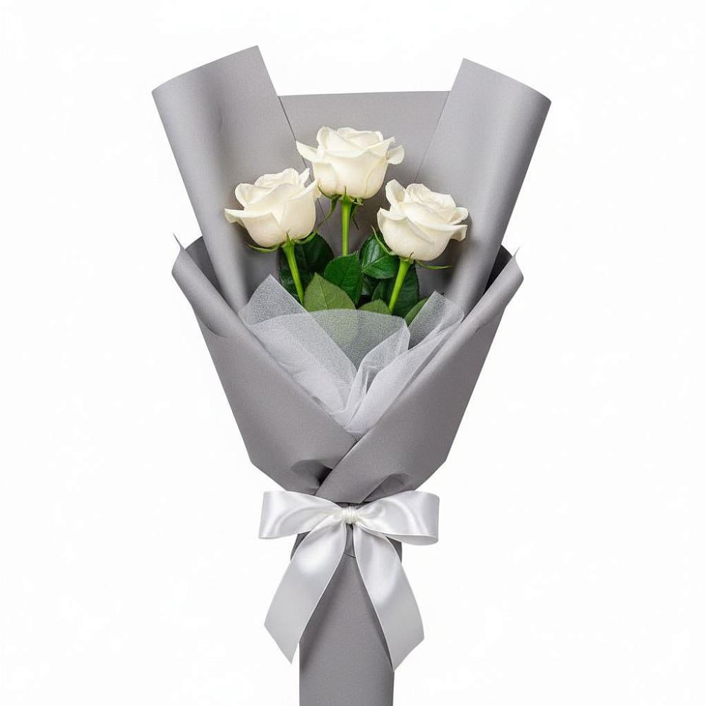 Букет 3 белые розы в Ставрово