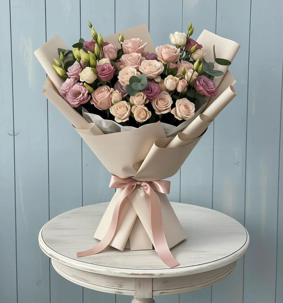 Букет цветов из: Розы и Лизиантусы в Ставрово