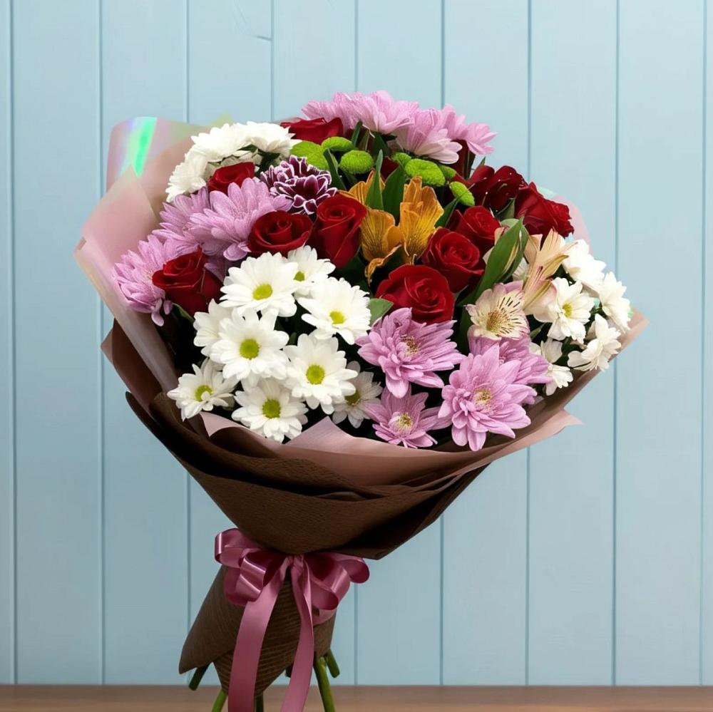 Букет цветов из: Розы, Хризантемы и Альстромерии в Ставрово