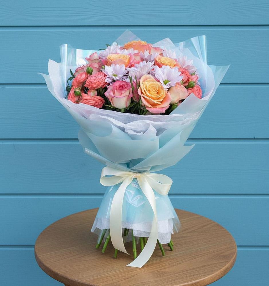 Букет цветов из: Хризантемы и Розы в Ставрово