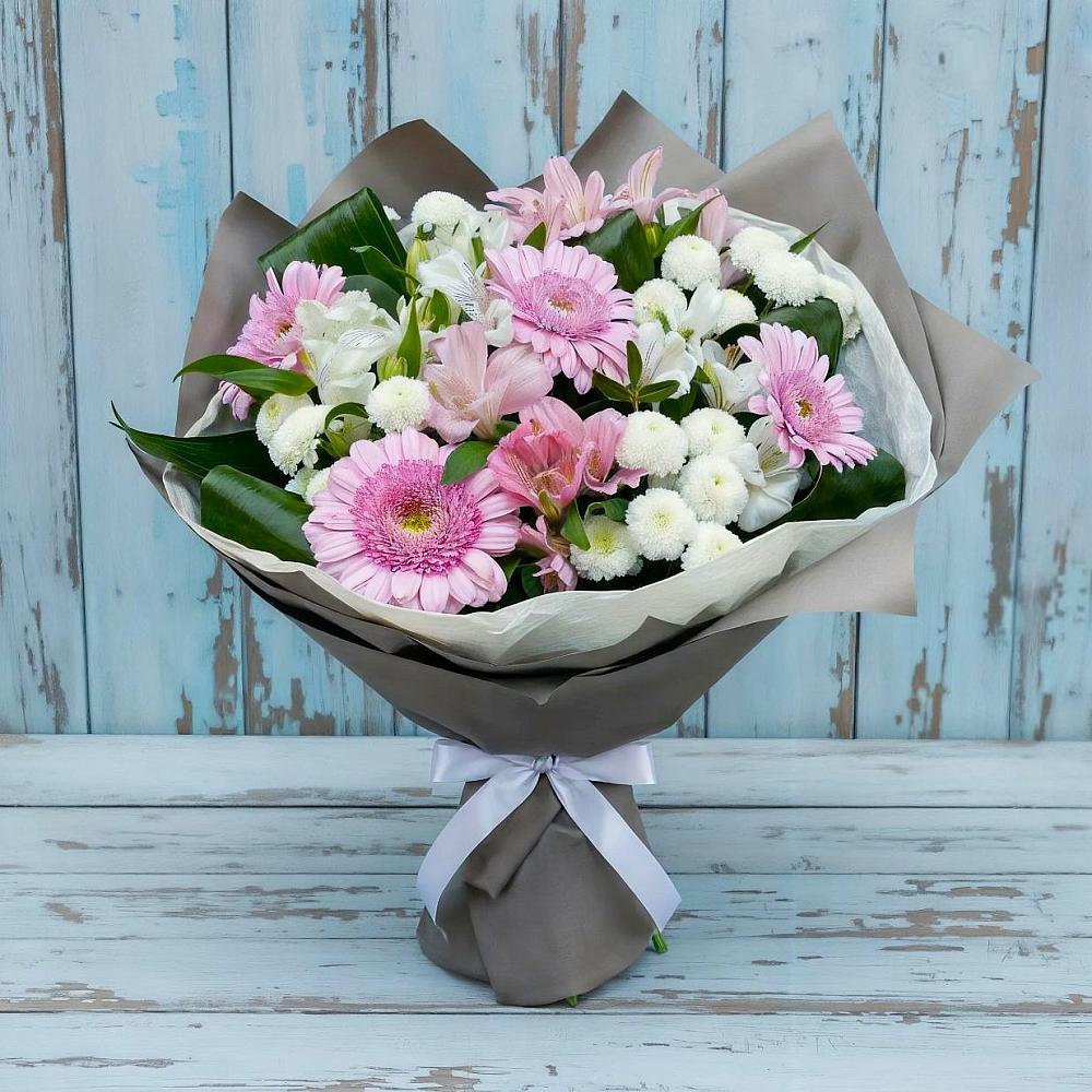 Букет цветов из: Герберы, Альстромерии и Хризантемы в Ставрово